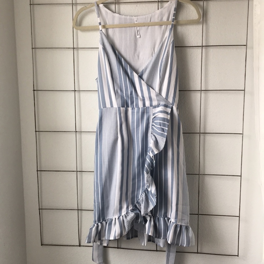 Blue and white dress